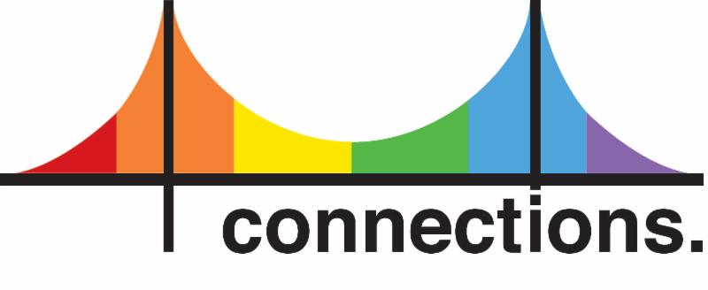 Connections logo, featuring a rainbow suspension bridge and the text "connections."